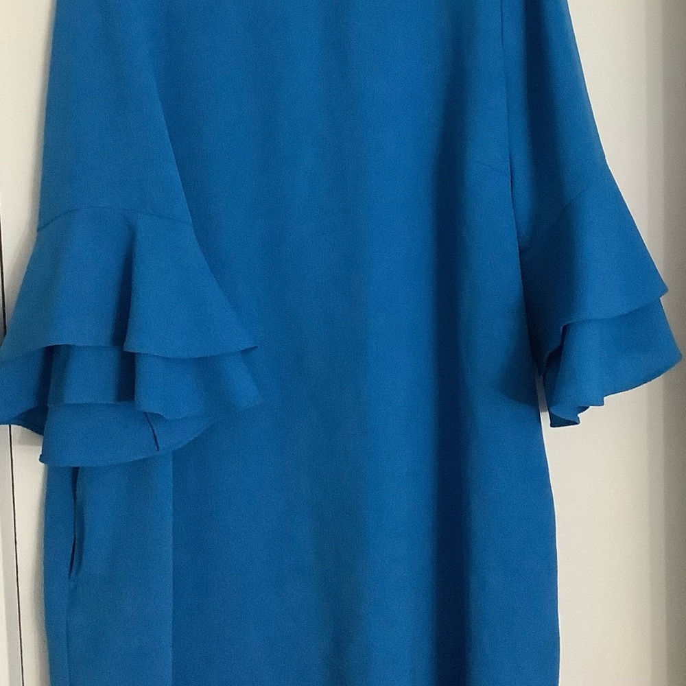 Soft Surroundings Blue Dress with 3/4 Ruffle Bell Sleeve 2X